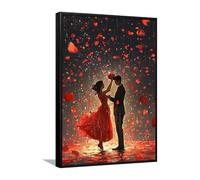 Via Vela Coppia romantica Petali rossi Tela di canapa Arte della parete Serata romantica Silhouette Stampe di immagini Romantico Home Decor Poster Pittura elegante 40x60cm con cornice nera