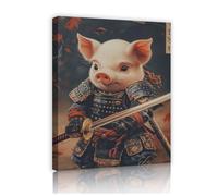 Via Vela Divertente tela di maiale samurai pittura giapponese di un guerriero a tema animale poster murali stampe d'arte per l'arredamento della cucina 60x80cm