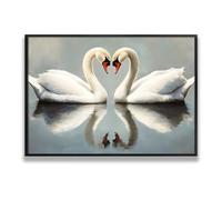 Via Vela Elegante Cigno Riflessione Tela Arte Della Parete Romantica Fauna Selvatica Immagini Stampe Stampe Moderna Natura Poster Pittura per Camera Da Letto Home Decor 40x60cm con Cornice Nera