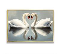 Via Vela Elegante Cigno Riflessione Tela Arte Della Parete Romantico Fauna Selvatica Immagini Stampe Stampe Moderna Natura Poster Pittura Per Camera Da Letto Home Decor 60x92cm Con Cornice Oro
