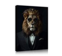 Via Vela Elegante murale a stampa animale ritratto su tela del leone africano illustrazione murale di lusso della fauna selvatica misteriosa dipinta per l'arredamento dell'ufficio domestico 45x60cm