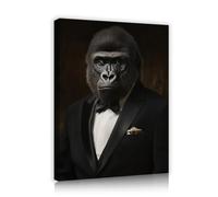 Via Vela Elegante ritratto su tela Stampa da smoking Gorilla Pittura unica di animali con grande costume di animale Moda Animali selvatici per la decorazione del portico 90x120cm