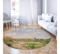 Via Vela Famoso stile di pittura grande tappeto rotondo 100cm Il giardino delle Tuileries su una mattina di primavera Tappeto circolare lavabile antiscivolo per Mudroom Home