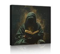 Via Vela Fantasia misterioso murale tela pittura cielo stellato e uomo che legge un libro parete arte stampa Halloween Poster opera d'arte per l'aula Decor 70x70cm telaio interno