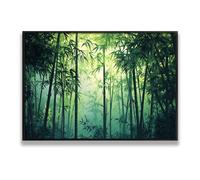 Via Vela Foresta di bambù Tranquilla tela di canapa Arte della parete Serenità Natura Pittura Paesaggio Stampe Opere d'arte verdi Poster per soggiorno camera da letto Ufficio 60x92cm con cornice nera