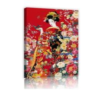 Via Vela Geisha giapponese tetute floreali di Geisha giapponese stampe d'arte tradizionale orientale poster di fiori rossi per decorazioni interne da pranzo 60x80cm