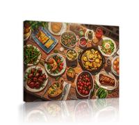 Via Vela Gourmet Festa Tela Arte Della Parete Sala Da Pranzo Contemporanea Cibo Murale Cucina Colorata Opera D'arte Stampa Poster Pittura per Soggiorno Decor 50x60cm telaio interno