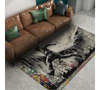 Via Vela Graffiti di strada Estetica Tappeto 120x180cm lavabile Tappetino urbani moderni grandi per soggiorno Pop Art Silhouette ragazzi camera da letto Inchiostro Stile lavaggio Texture fluida del