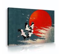 Via Vela Gru giapponese tela al tramonto Arte murale Stampe naturali asiatiche Murales moderni Poster per il soggiorno Camera da letto 60x90cm