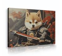 Via Vela Illustrazioni murali su tela Samurai Shiba Inu Immagini di cani guerrieri giapponesi Stampe d'arte Murales in stile anime per la sala studio Arredamento interno 50x75cm