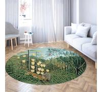 Via Vela jungle Tappeto rotondo lavabile 100cm Lotta tra la stampa della tigre e del toro Tappeto sottile a pelo corto per pavimento interno antiscivolo per sala da pranzo all'ingresso