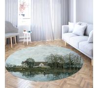 Via Vela La Senna a Port-Marly Tappeto rotondo 80cm Famoso stile dipinti Antiscivolo Tappeto circolare per pavimenti interni a pelo basso per camera da letto Sala conferenze