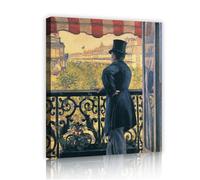 Via Vela L'uomo su un balcone, Boulevard Haussmann Di Gustave Caillebotte Poster Estetico Su Tela Stampa Arte Della Parete Per Soggiorno Home Decor 65x85cm telaio interno