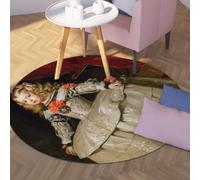 Via Vela Metà secolo rotonda tappeti 160cm principessa Margaret in un vestito bianco e argento lavabile in lavatrice cerchio moquette pavimento antiscivolo per sala da pranzo