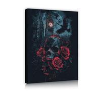 Via Vela Misterioso Spettrale Teschio Gotico Rose Tela di Canapa Arte Della Parete Scuro Londra Big Ben Stampe Poster Dipinti Opere D'arte Per Il Bagno Home Decor 80x100cm telaio interno