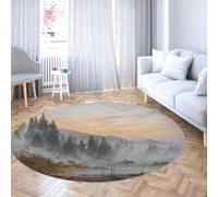 Via Vela Misterioso Tappeto Rotondo Lavabile Foresta 200cm Le Ore Del Giorno Il Tappeto Circolare Del Pavimento Interno Antiscivolo Antiscivolo A Pile Basso Per Camera Da Letto Soggiorno