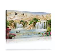 Via Vela Orient Paesaggio Tela Arte Della Parete Cascate Natura Arte Cascata Koi Peonia Scena Opera D'arte Inspirational Poster Stampe per Ufficio Decor 25x50cm telaio interno