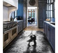 Via Vela Paris Carpets Macchina per Tappeto 90x180cm della Torre Eiffel Lavabile Coppia di pioggia Moquette a pelo basso Tappetino antiscivolo schizzi Nero bianco Camera da letto interno sottile