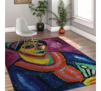Via Vela Ritratti astratti moderni resistenti alle macchie Tappeto 80x150cm d area Sala da pranzo Figura espressionista Tappetino cucina pieghevoli Viso colorato Corridoio antiscivolo Moquette il