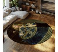 Via Vela Ritratto Tappeti Rotondi 200cm Principessa Margherita Teresa in un vestito blu Antiscivolo Lavabile Morbido Tappeto Circolare a pelo corto per Esterno Interno