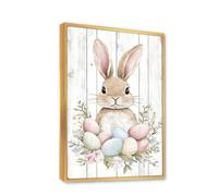 Via Vela Rustico coniglietto uovo di Pasqua ritratto tela arte della parete carino coniglio stampe per la scuola materna poster pittura agriturismo decor disegni per la casa 40x60cm con cornice d'oro
