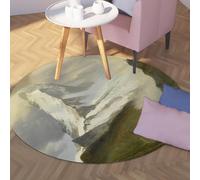 Via Vela Snow Mountain Scenery Tappeto rotondo grande antiscivolo lavabile 200cm Matterhorn Print Tappeto circolare antiscivolo per sala studio sala da pranzo decorazioni per la casa