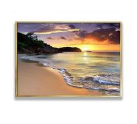 Via Vela spiaggia tramonto serenità tela arte della parete oceano paesaggio immagini stampe moderne natura decor contemporaneo marino poster pittura opera d'arte 80x120cm con cornice in oro