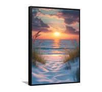 Via Vela Spiaggia Tramonto Tela Arte Della Parete Sentiero Costiero Immagini Opere D'arte Stampe Rilassante Seaside Poster Pittura per Soggiorno Camera Da Letto Home Decor 40x60cm con Cornice Nera