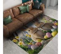 Via Vela Spring Joyful Carpets Tappeto 60x120cm moderno lavabile in lavatrice Tappetino antiscivolo Coniglio carino resistente alle macchie Sala giochi Pasquale Zerbino da giardino a pelo della