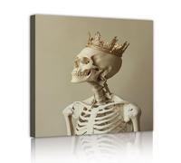 Via Vela Stile gotico murale su tela di canapa Bello Divertente Teschio Ritratto Stampa d'arte della parete Poster di Halloween Opera d'arte per l'arredamento dell'appartamento 20x20cm telaio interno