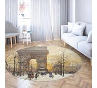 Via Vela Stili di pittura di fama mondiale tappeto rotondo 180cm Arco di Trionfo Scenario in inverno Tappeto a pelo basso antiscivolo a cerchio sottile per il corridoio del bagno