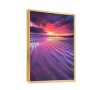Via Vela Sunset Beach Canvas Wall Art Belle Stampe Ocean Wave Poster Sereno Pittura Moderna Tranquilla decor Della Parete Per La Camera Degli Ospiti Casa 40x60cm Con Cornice Oro