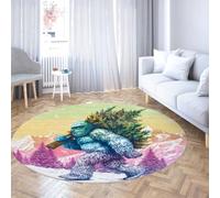 Via Vela Tappeti circolari di Natale divertenti per la nursery 150cm Winter Forest Snow Doll Pattern lavabile antiscivolo a pelo basso e tappeto sottile a cerchio per lavanderia