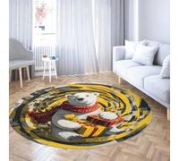 Via Vela Tappeti rotondi a design astratto a spirale 80cm Tappeto circolare geometrico geometrico e carino con orso bianco lavabile antiscivolo a pelo basso pieghevole e non perde pelo per la nursery