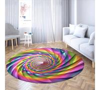 Via Vela Tappeti rotondi dal design estetico 200cm Tappeto a cerchio sottile pieghevole a pelo corto colorato colorato antiscivolo lavabile per la camera da letto di casa