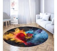 Via Vela Tappeti rotondi Graffiti Art 200cm Colorful Explosion Heart Pattern Lavabile Antiscivolo Pieghevole Sottile Cerchio Tappeto per la sala da pranzo di casa