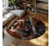 Via Vela Tappeti rotondi in stile hippie 200cm Stampa di topi musicali Lavabile in lavatrice Pavimento in moquette circolare antiscivolo per lavanderia Sala da pranzo Nursery