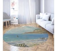 Via Vela Tappeti rotondi in stile impressionista 180cm Tappeto circolare sottile pieghevole a pelo basso lavabile antiscivolo per la camera da letto di casa
