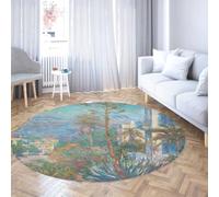 Via Vela Tappeti rotondi in stile mediterraneo 120cm Stampa di paesaggi urbani italiani Tappeto circolare lavabile con supporto antiscivolo a pelo corto per comodino della camera degli ospiti