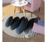 Via Vela Tappeti rotondi in stile minimalista 180cm Sabbia Dune Stone Print Lavabile Antiscivolo Supporto Tappeto circolare a pelo corto per sala da pranzo Camera degli ospiti