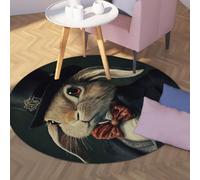 Via Vela Tappeti rotondi in stile retrò 160cm Simpatico coniglietto gentiluomo ritratto antiscivolo lavabile morbido tappeto circolare a pelo basso tappetino d'ingresso per esterni interni