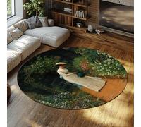 Via Vela Tappeti rotondi in stile romantico 160cm My Lady's Garden Pattern Tappetino circolare antiscivolo lavabile morbido a pelo basso per esterni interni