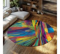 Via Vela Tappeti rotondi in stile semplice 100cm Modello astratto colorato a spruzzo Tappeto circolare sottile pieghevole antiscivolo lavabile per l'home office