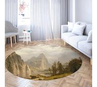 Via Vela Tappeti rotondi paesaggistici 80cm Merced River Yosemite Valley Tappeto sottile lavabile antiscivolo per aule Stuoie per la decorazione della stanza della scuola materna dei bambini