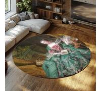 Via Vela Tappeti rotondi retrò 160cm Ritratto di Madame de Pompadour Tappeto a cerchio sottile pieghevole a pelo basso lavabile antiscivolo per camera da letto divano sala da pranzo