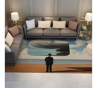 Via Vela Tappeti surrealismi lavabili 60x120cm Ritratto di uomo sulla spiaggia del mare con supporto antiscivolo Tappeto morbido a pelo corto per soggiorno camera da letto