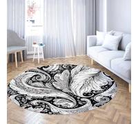 Via Vela Tappeto 100cm rotondi Bohemi Modello antiscivolo Motivi floreali in Paisley circolari Tappetino Luxury Swirl Pavimento stile vintage per soggiorno Camera da letto Nursery Ufficio a dei