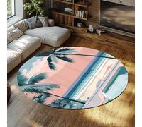 Via Vela Tappeto 100cm rotondi retrò California Tappetino circolari lavabili da ufficio domestico studio antiscivolo piscina al tramonto paesaggio resistente alle macchie a pelo basso sottile e
