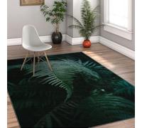 Via Vela Tappeto 160x200cm a felce verde scuro per sala studio Tappetino moderno sottile Tropical Jungle Leaf Pattern Lavabile macchina Moquette leggera pavimento e retro antiscivolo arredamento