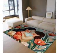 Via Vela Tappeto 180x270cm per la maternità Abbracci tra mamma e figlia Area floreale a tulipano Macchina Tappetino lavabili antiscivolo neonato grande sottile resistente alle macchie nell da